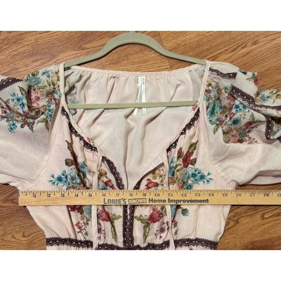 ANTHROPOLOGIE the somerset puff sleeve maxi dress M Milkmaid Fairy Hippie Boho - Picture 15 of 16